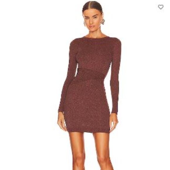 NEW Retrofete Sonja Rib Knit Dress in Metallic Cognac Brown Sz M - Picture 2 of 2